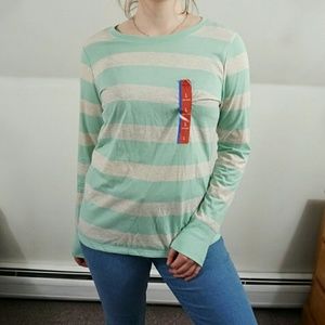 Mossimo Oat and Blue Striped Top